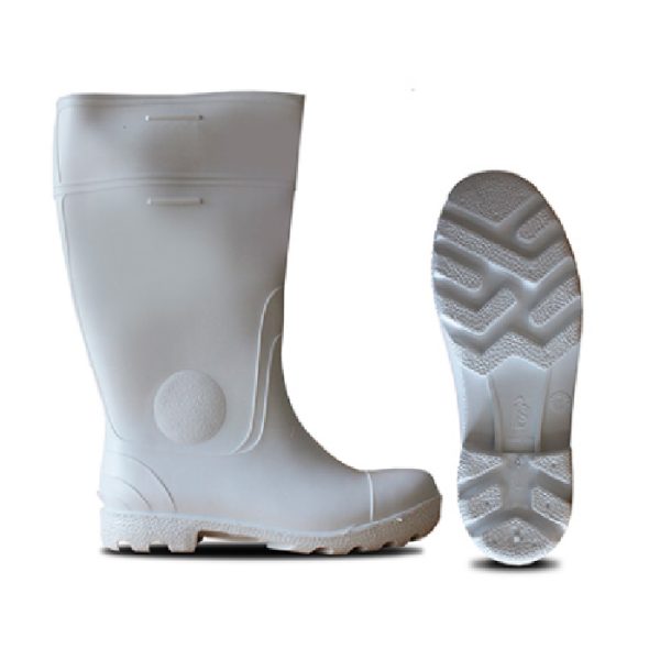 BOTA DE PVC BLANCA CON PUNTA DE ACERO